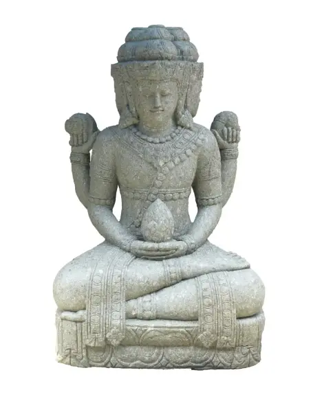 Artikelbild 8 des Artikels “Sitzender Tri Murti mit 3 Köpfen, 147cm Höhe, Natur “